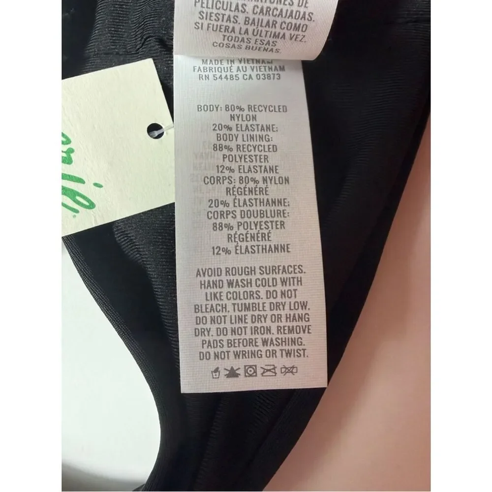 Aerie NWT Black Crossover Halter Bikini Top Size M